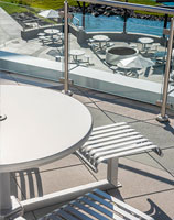 CityView Carousel Tables and Aluminum Panel Umbrellas