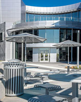 CityView Receptacles, Carousel Tables, and Aluminum Panel Umbrellas