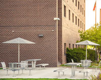 CityView Tables and Aluminum Panel Umbrellas