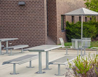 CityView Tables and Aluminum Panel Umbrellas