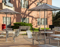 CityView Tables and Aluminum Panel Umbrellas