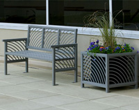 JordanCreek Benches JC1-1000 and Planters JC4-1000